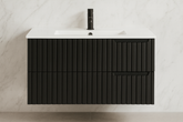 BV79WH Matte Black Fluted Fingerpull Wall Hung Vanity - 600 / 750 / 900 / 1200 / 1500S / 1500D
